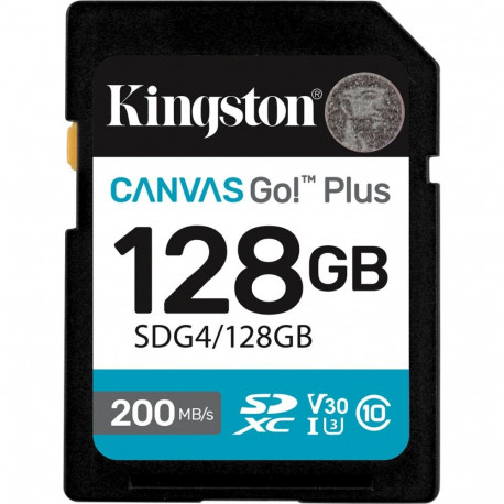 Kingston Canvas Go! Plus 128GB SDXC memory card, black, UHS-I U3, Class 10, V30