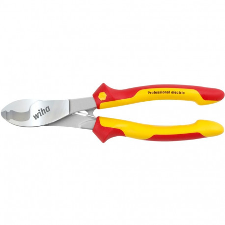Wiha Professional electric cable cutter, 180mm, cutting pliers red/yellow, with on/off opening sprin