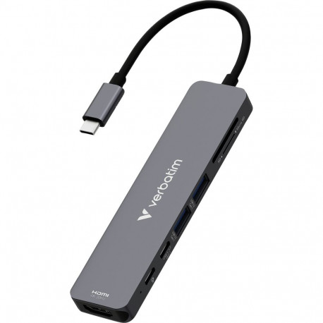 Verbatim USB-C Essentials Multiport Hub, Card Reader, Docking Station, Silver