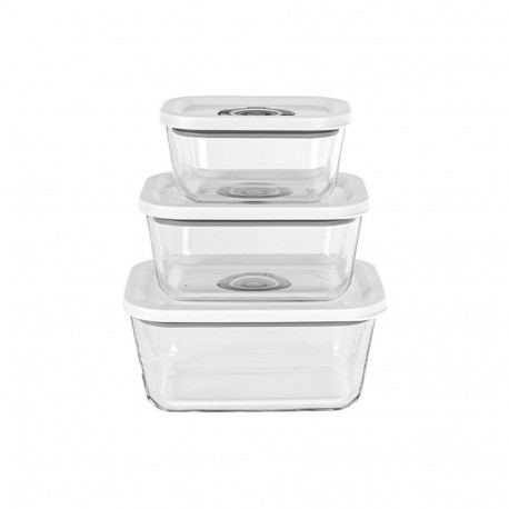 Klaasist vakuumkonteinerite komplekt VCG 1 3-osaline 350ml 670ml 1.100ml, läbipaistev