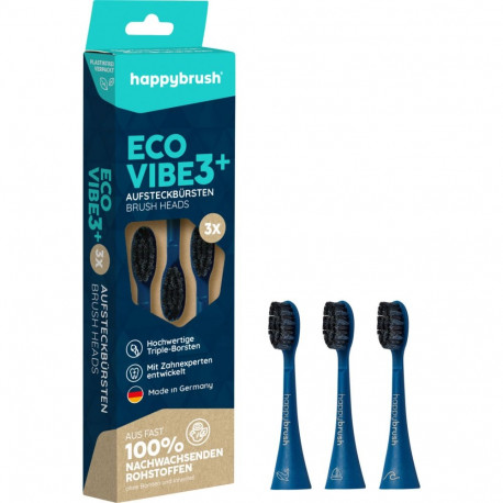 happybrush ECO VIBE 3 replacement brush heads, blue brush head