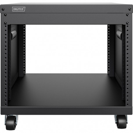 Universal rack-kapp 19-Zoll ratastega 8U, must