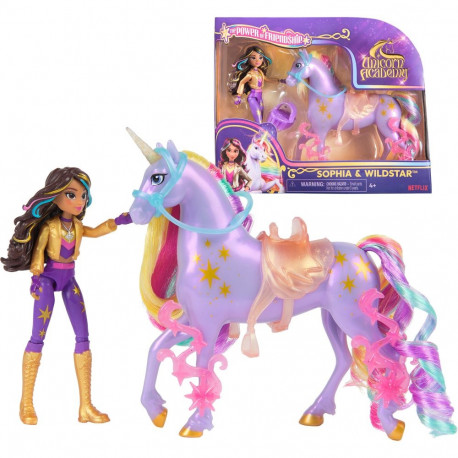 Unicorn Academy - Sophia und Einhorn Wildstar (mit echter Mähne und Schweif sowie Bürste)