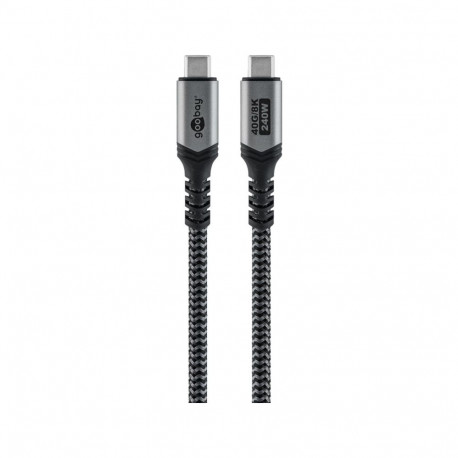 USB4 Gen 3x2 Kabel, USB-C Stecker > USB-C Stecker, 40Gbit/s (schwarz/grau, 1,5 Meter, PD, Laden mit 