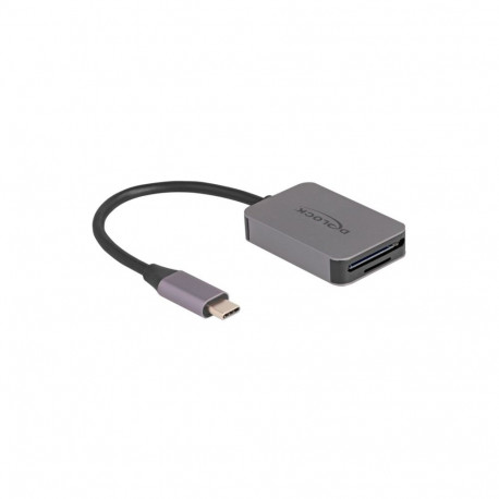 DeLOCK USB Type-C Card Reader for SD or Micro SD memory cards, grey card reader