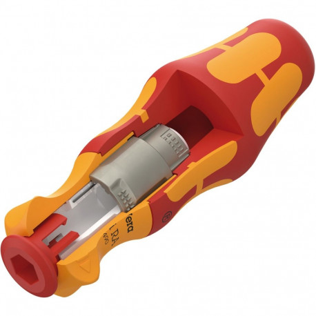 837 i RA Kraftform Kompakt VDE Handhalter mit Ratschenfunktion (rot/gelb, für Wera VDE-Wechselklinge