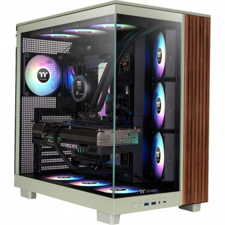 Thermaltake View 380 XL WS ARGB, Tower Case light green/wood, Tempered Glass x 2, Wood texture
