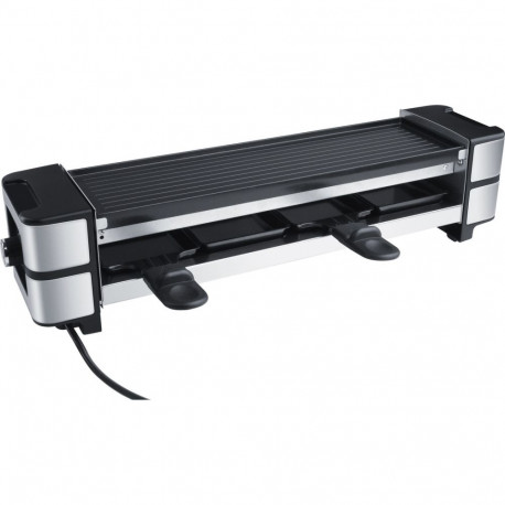 Guss-Raclette RC 140 (schwarz/edelstahl, 600 Watt, wendbare Grillplatte)