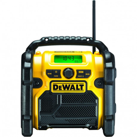 DEWALT DCR020-QW Cordless and Mains Radio, Construction Site Radio, Yellow/Black, FM, DAB+, AUX, USB