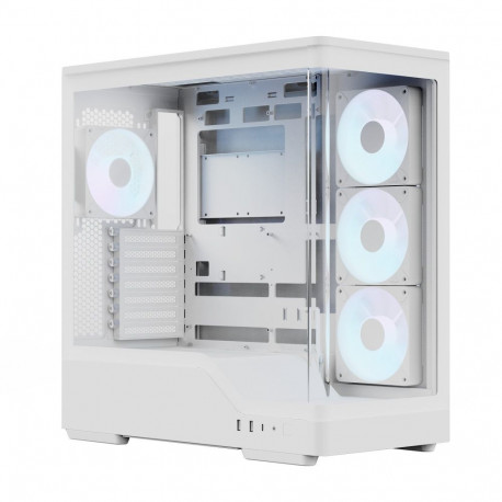 Aerocool P500A-WT-v1, Tower Case White, Tempered Glass x 2
