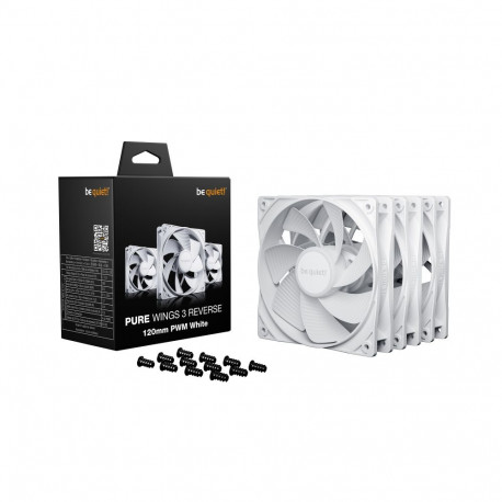 be quiet! Pure Wings 3 120mm PWM Reverse White 3-Pack, case fan white, 3-pack, 120 mm