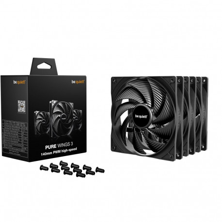 Pure Wings 3 140mm PWM high-speed 3-Pack (schwarz, 3er-Pack, 140 mm)
