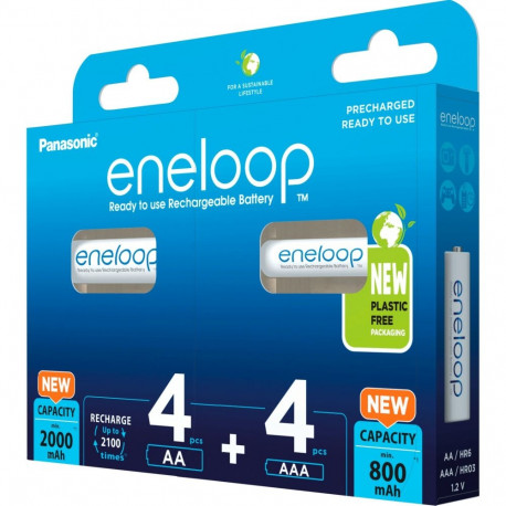 Akku eneloop 4+4 Kombi 1,2V, 4x Micro AAA + 4x Mignon AA (8 Stück)
