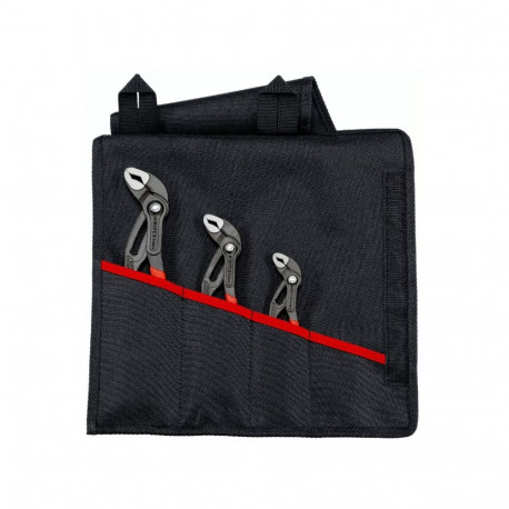 KNIPEX Cobra pliers set, 3-piece red, serrated grips, integrated pinch protection