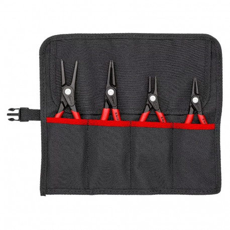 Sicherungsringzangen-Set Ø 12 - 60mm, 4-teilig (rot, 4x gerade Spitzen, in Rolltasche)