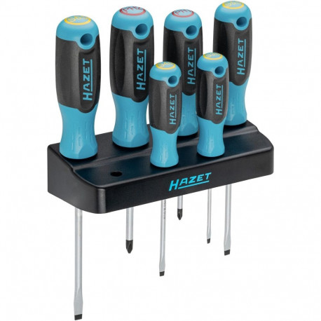 Hazet screwdriver set 811SH-1/7 with holder, 7-piece blue/black, non-slip HAZET 3-component handle