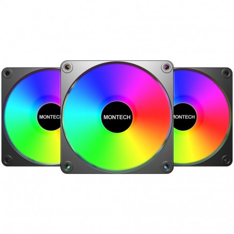 Montech GF120R V2 ARGB, case fan black/white, 3-pack, reverse, 120 mm