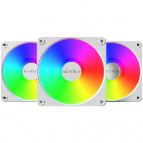 Montech GF120R V2 ARGB, case fan white/white, 3-pack, reverse, 120 mm