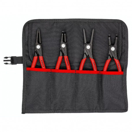 KNIPEX circlip pliers set O 19 - 60mm, 4-piece red, 2x straight tips, 2x 90° tips, in roll-up bag