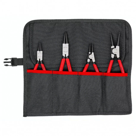 Sicherungsringzangen-Set Ø 12 - 60mm, 4-teilig (rot, 4x gerade Spitzen, in Rolltasche)