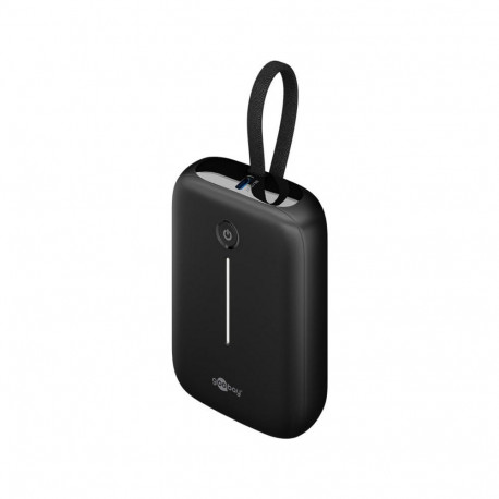 akupank 10.000mAh sisseehitatud USB-C kaabel 13cm 20W 1x USB-A 2x USB-C PD QC, must