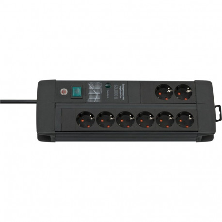 Premium-Line pikendusjuhe 8-pesaline duo 3m 60000A ülepinge kaitse, must