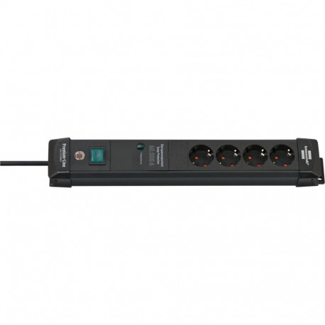 Brennenstuhl Premium-Line 4-way power strip black, 1.8 meters, 60,000A surge protection