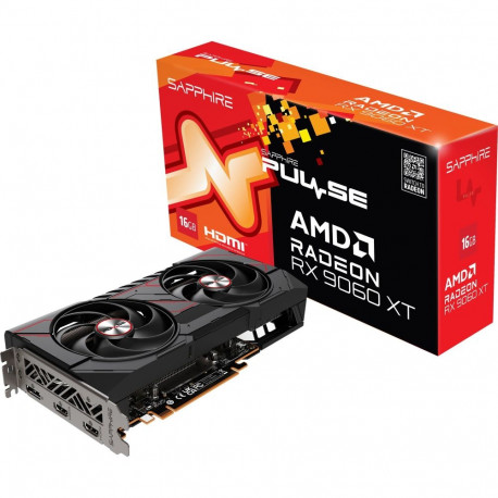 Radeon graafikakaart RX 9060 XT PULSE 16GB, must/punane