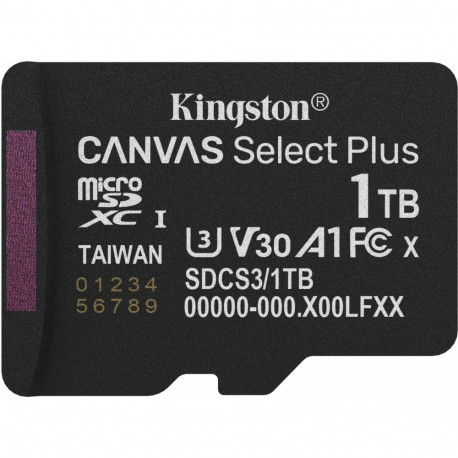 Kingston Canvas Select Plus 1 TB MicroSDXC memory card, black, UHS-I U3, Class 10, V30