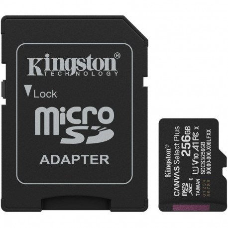 Kingston Canvas Select Plus 256 GB MicroSDXC memory card, black, UHS-I U1, Class 10, V10