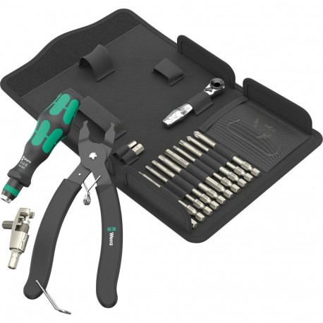 9532 Kettennieter Werkstatt-Set, 20‑teilig (schwarz/grün, inkl. Umschalt-Bitknarre, 1/4")