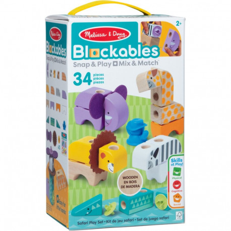 Spin Master Melissa & Doug - Blockables Safari Playset, Construction Toy