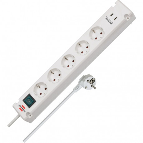 Brennenstuhl Bremounta 5-way power strip, 2x USB-C white, 3 meter cable, 2x USB, with safety switch