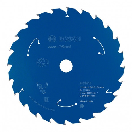 EXPERT Wood Kreissägeblatt, Ø 184mm, 24Z (Bohrung 20mm, für Akku-Handkreissägen)