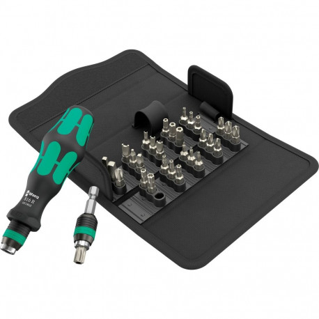 Kraftform komplekt Kompakt 71 Security 32-osaline 1/4" bitsihoidjaga, must/roheline