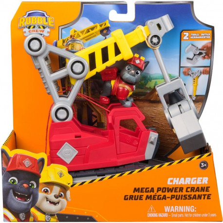 Rubble & Crew - Chargers 2-in-1 Mega Kran (mit abnehmbarer Baggerkralle, Presslufthammer und Charger