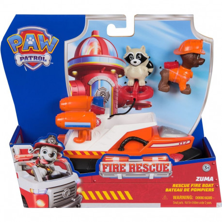 Paw Patrol Fire Rescue - Zumas Rettungsboot (mit Zuma Hundefigur und Waschbärenfigur)