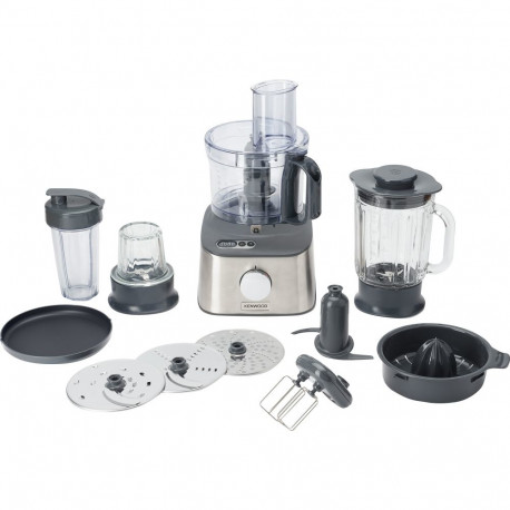 Kenwood MultiPro Compact+ food processor, silver, 800 watts, integrated scale, blender attachment an