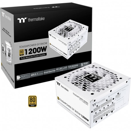 Toughpower GT Snow toiteplokk 1200W 2x 12-Pin kõrge võimsusega GPU 5x PCIe kaablijuhtimine, valge