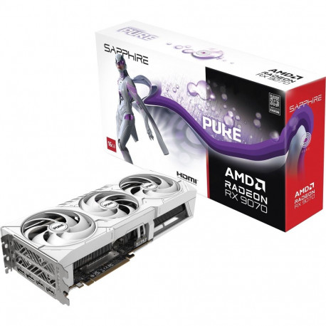 SAPPHIRE Radeon RX 9070 Pure OC, graphics card white, RDNA4, GDDR6, 2x DisplayPort, 2x HDMI