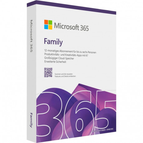 Microsoft Office M365 Family 6 User, Office software German, 1 year, for PC and MAC