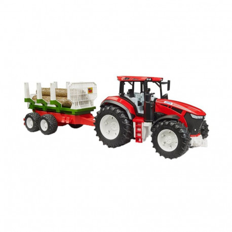 bruder ROADMAX tractor with trailer and 3 tree trunks, toy vehicle