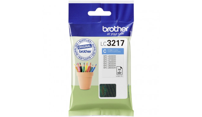 BROTHER LC3217C CYAN INK CARTRIDGE, 550P