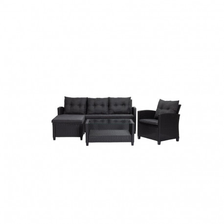 OUTDOOR FURNITURE SET BLACK 4 SEATER