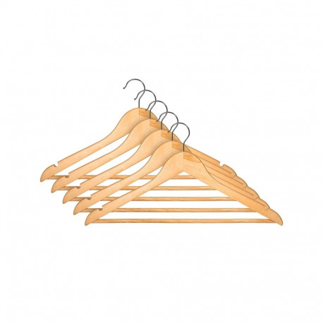 WOODEN HANGER LSN001-A NATURAL 5 PCS