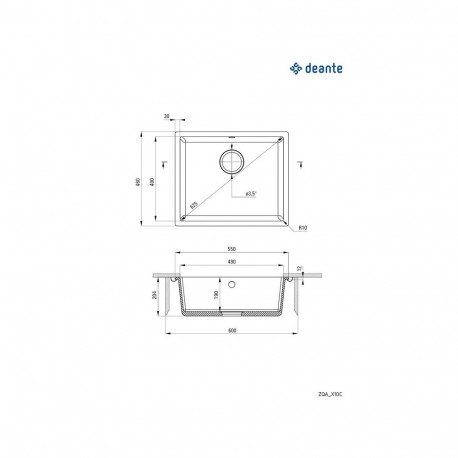 CORDA GRAN valamu 55X46X20 ZQA_G10C grafiit