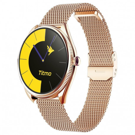 Smartwatch TITMO O-170 (AMOLED, bluetooth call, stainless steal gold mesh strap) gold