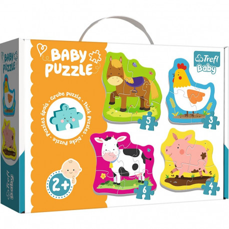 Trefl pusle Baby Classic 36070, talu loomad – hobune, kana, põrsas, lehm