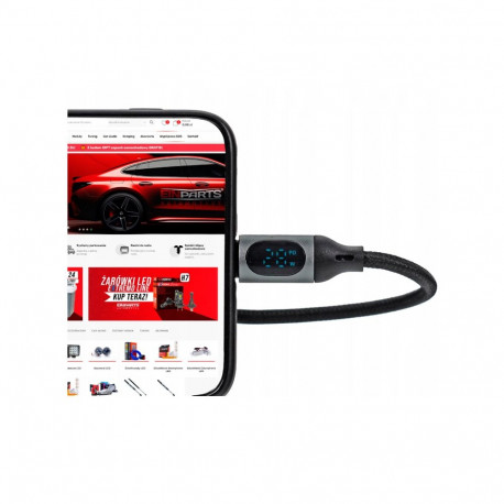 USB-C–USB-C kaabel 1m 45W QC 3.0 LCD-ekraaniga