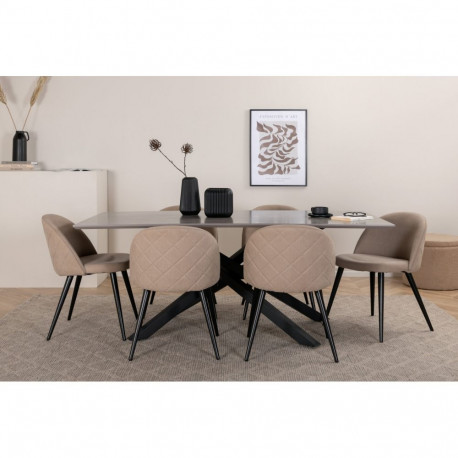 Söögilaua komplekt PIAZZA 6-kohaline, must/hall